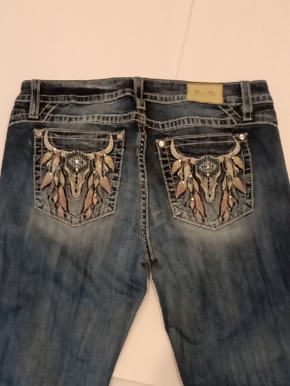 Miss Me Women's Low Rise Boot Cut Distressed Jean Size 34